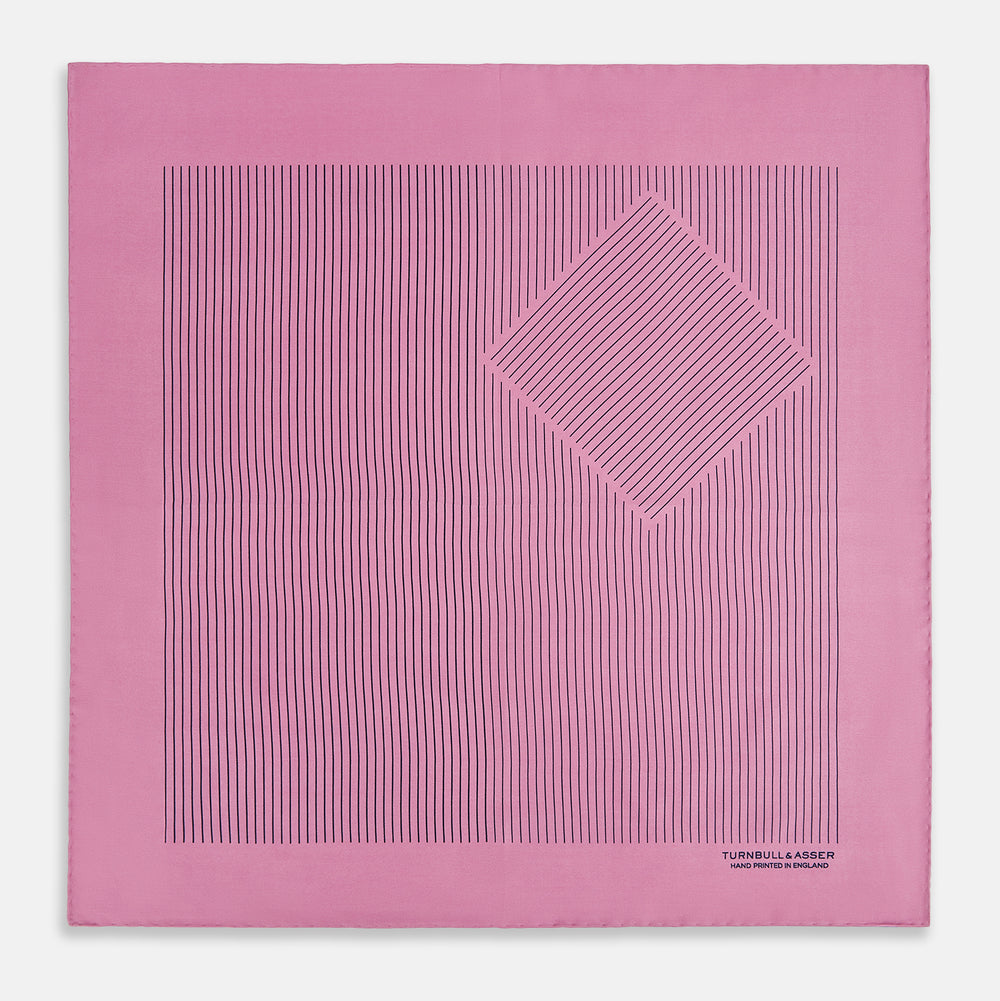 Pink Stripe Silk Pocket Square