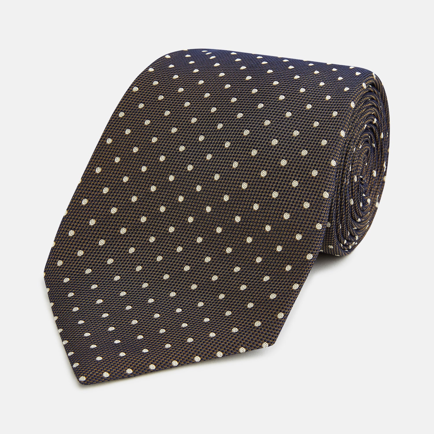 View 1 of product White and Brown Micro Dot Silk Tie