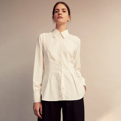 Cream Silk Tailored Bianca Shirt Image 4