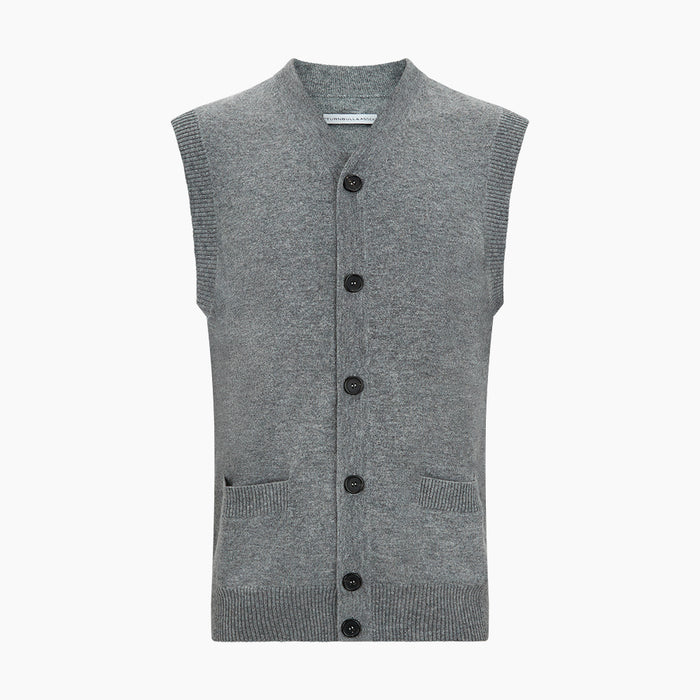 Ash Grey V-neck Sleeveless Cardigan Image 3