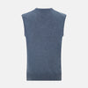 View 3 of product Avio Blue Cashmere V-neck Vest