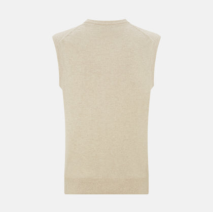 Cream Cashmere V-neck Vest Image 2