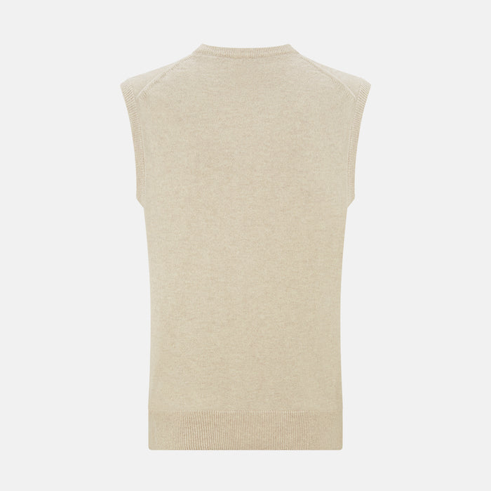 Cream Cashmere V-neck Vest Image 2