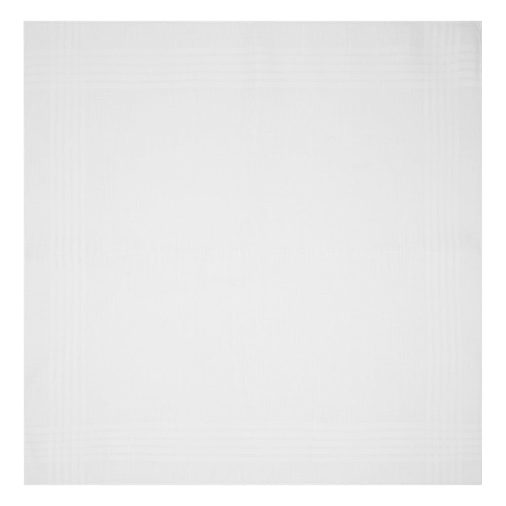 White Cross Stripe Hand-Rolled Linen Handkerchief