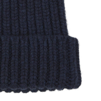 Navy Ribbed Cashmere Hat Image 2