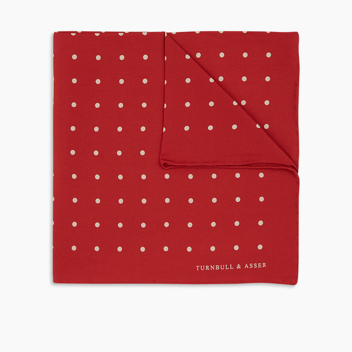 Red and White Spot Silk Pocket Square Image 4