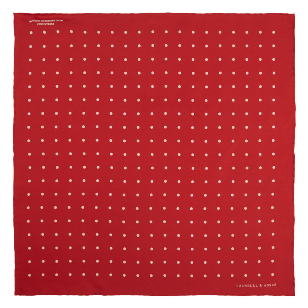 Red and White Spot Silk Pocket Square