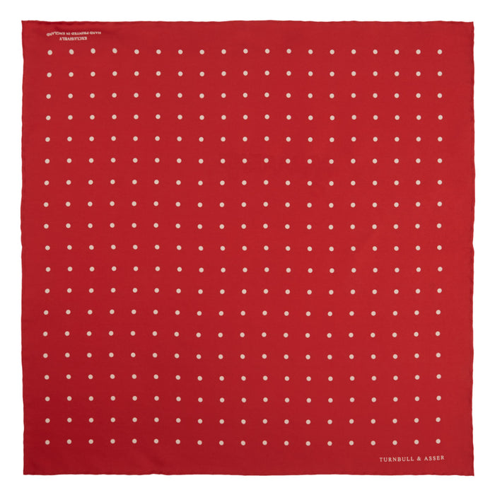Red and White Spot Silk Pocket Square Image 1