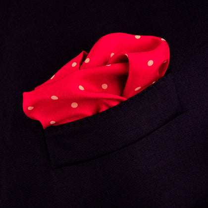 Red and White Spot Silk Pocket Square Image 3