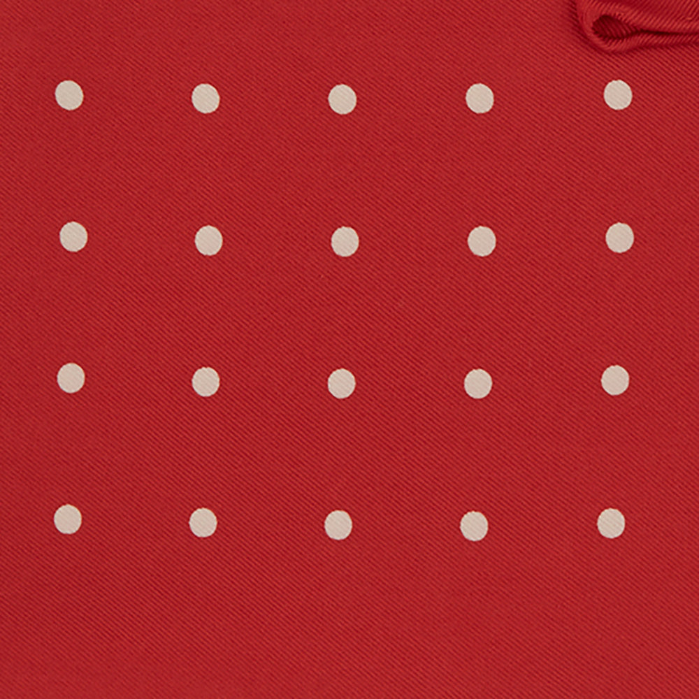 Red and White Spot Silk Pocket Square