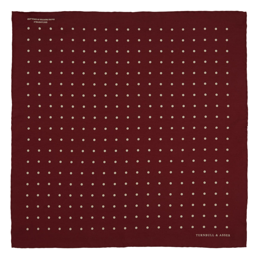 Burgundy Spot Silk Pocket Square