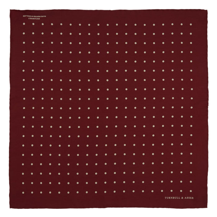 Burgundy Spot Silk Pocket Square Image 1