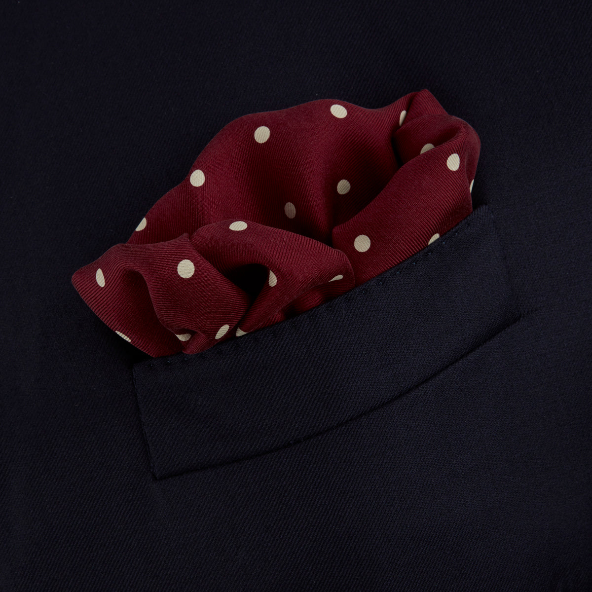 View 4 of product Burgundy Spot Silk Pocket Square