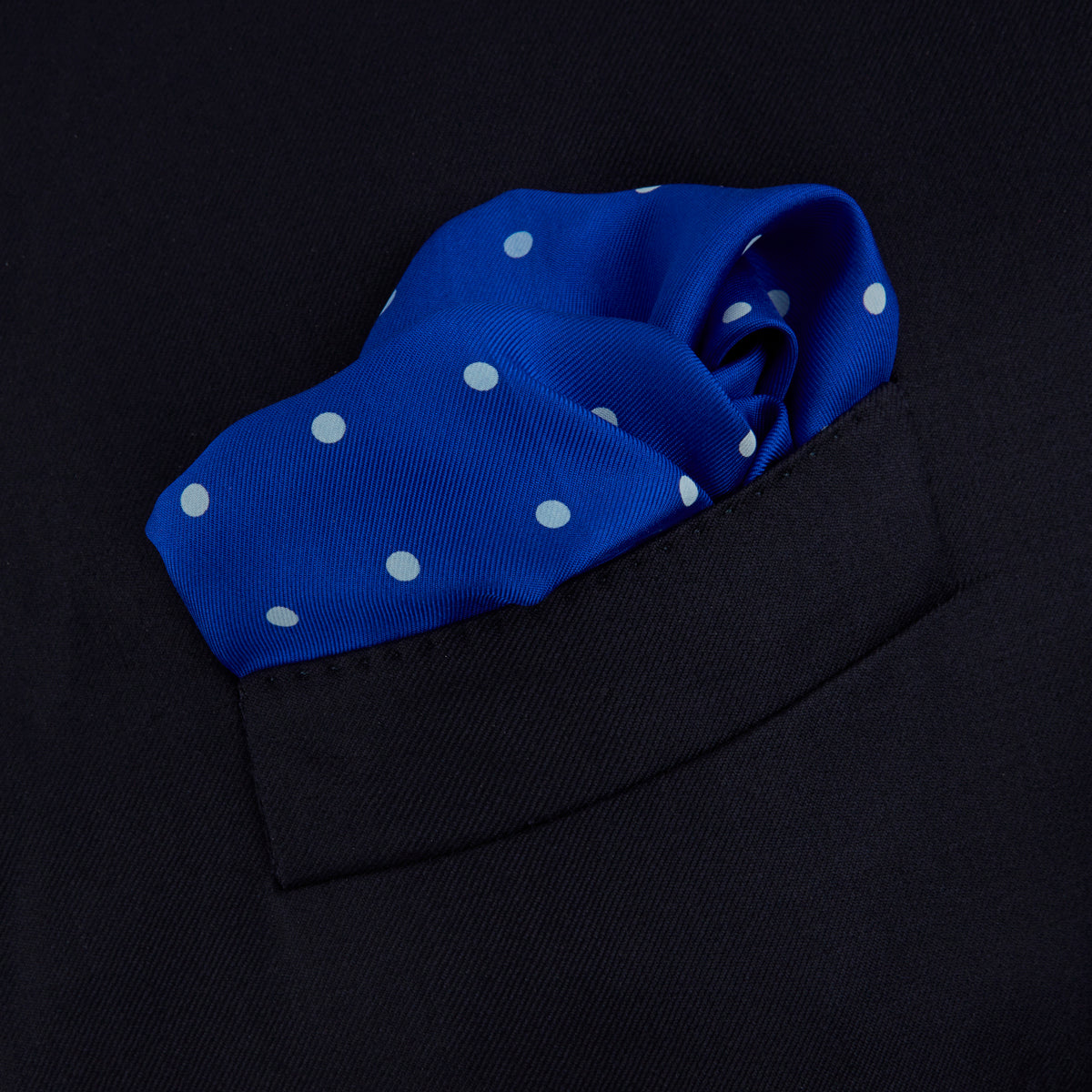 View 2 of product Bright Blue Spot Silk Pocket Square