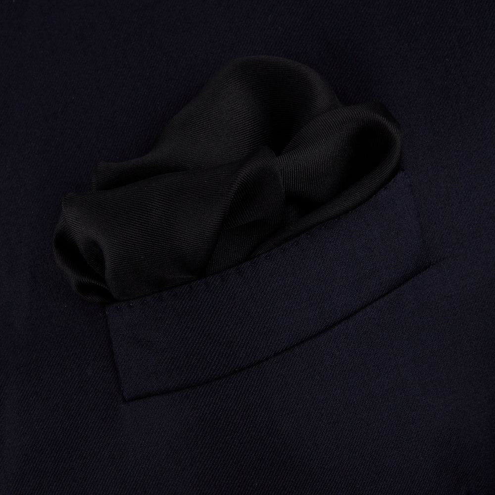Black and White Piped Silk Pocket Square
