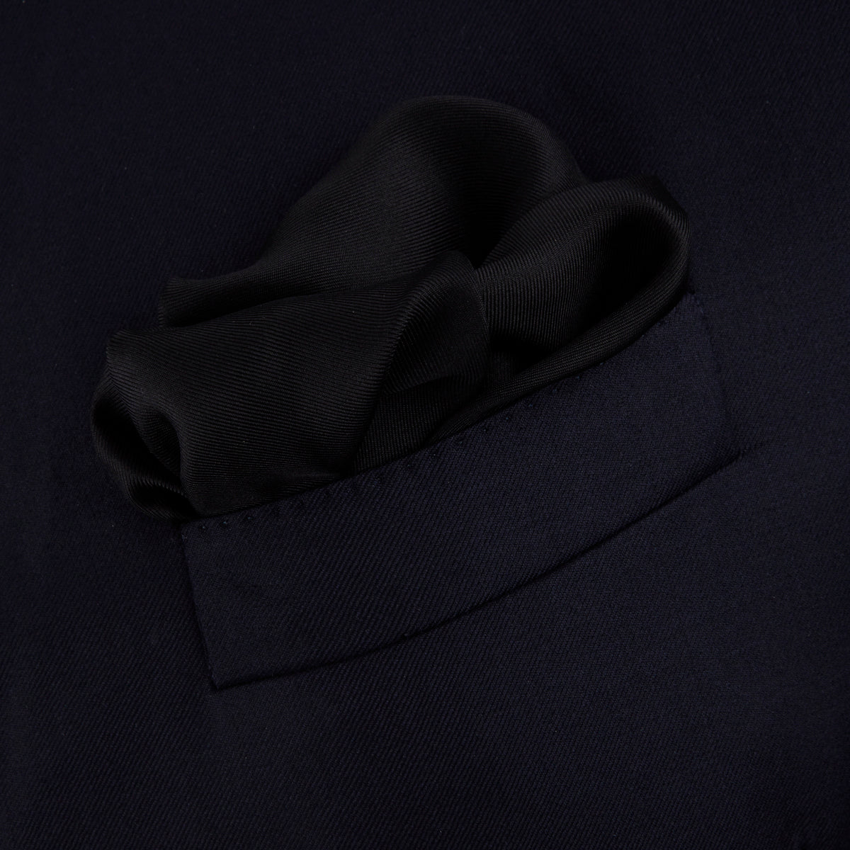 View 3 of product Black and White Piped Silk Pocket Square