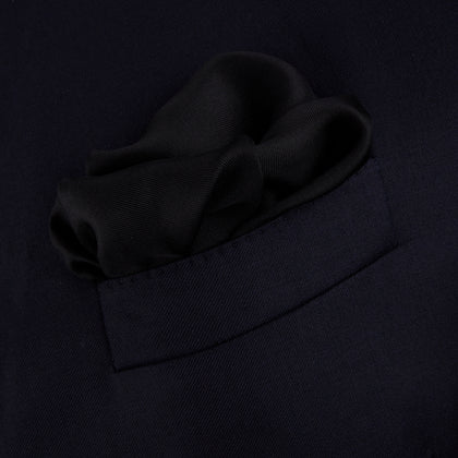 Black and White Piped Silk Pocket Square Image 2