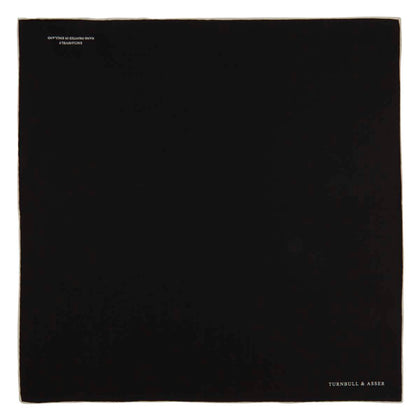Black and White Piped Silk Pocket Square Image 1