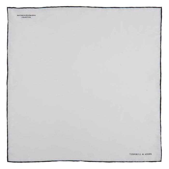 White and Black Piped Silk Pocket Square Image 1