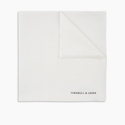 White Piped Silk Pocket Square Image 2