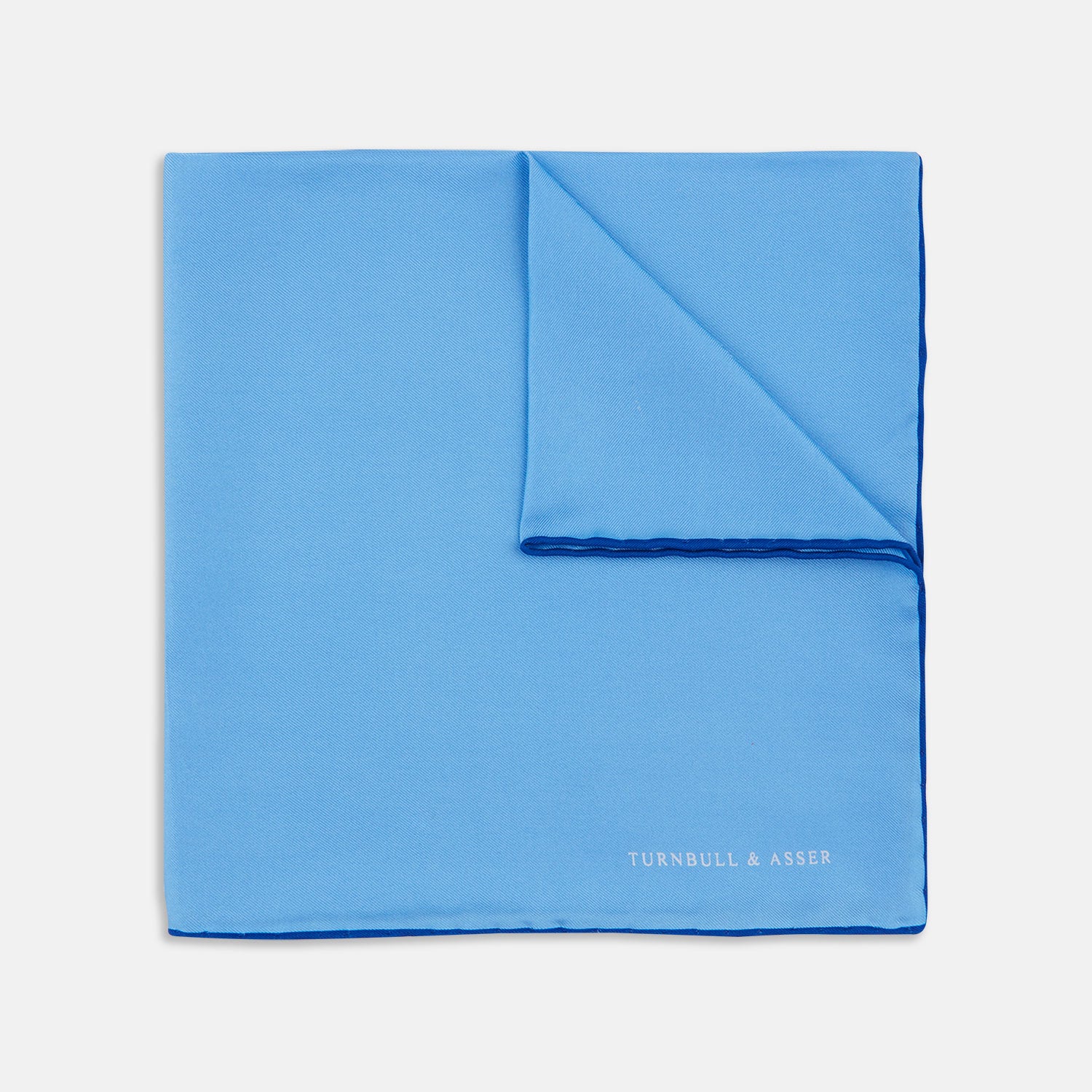 View 1 of product Light Blue and Navy Piped Silk Pocket Square