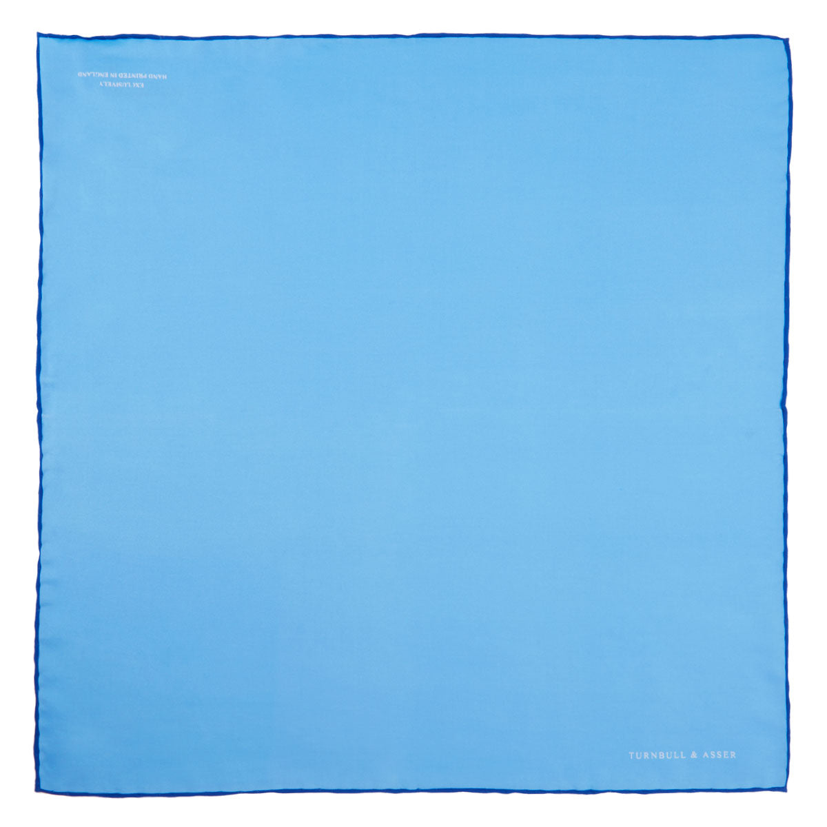 View 2 of product Light Blue and Navy Piped Silk Pocket Square