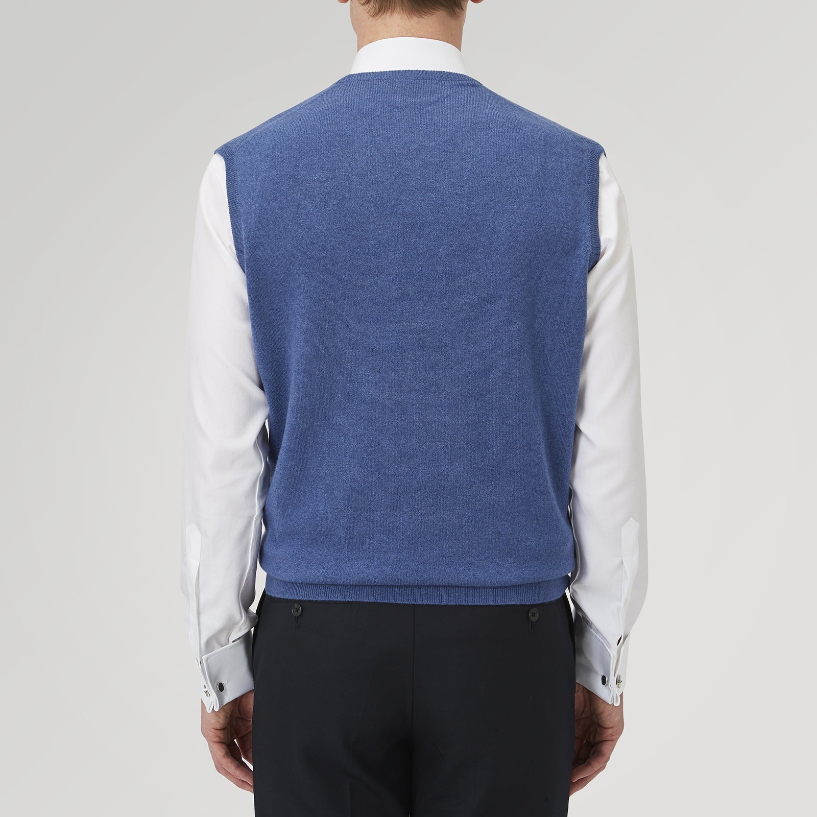 View 3 of product Blue V-Neck Cashmere Slipover