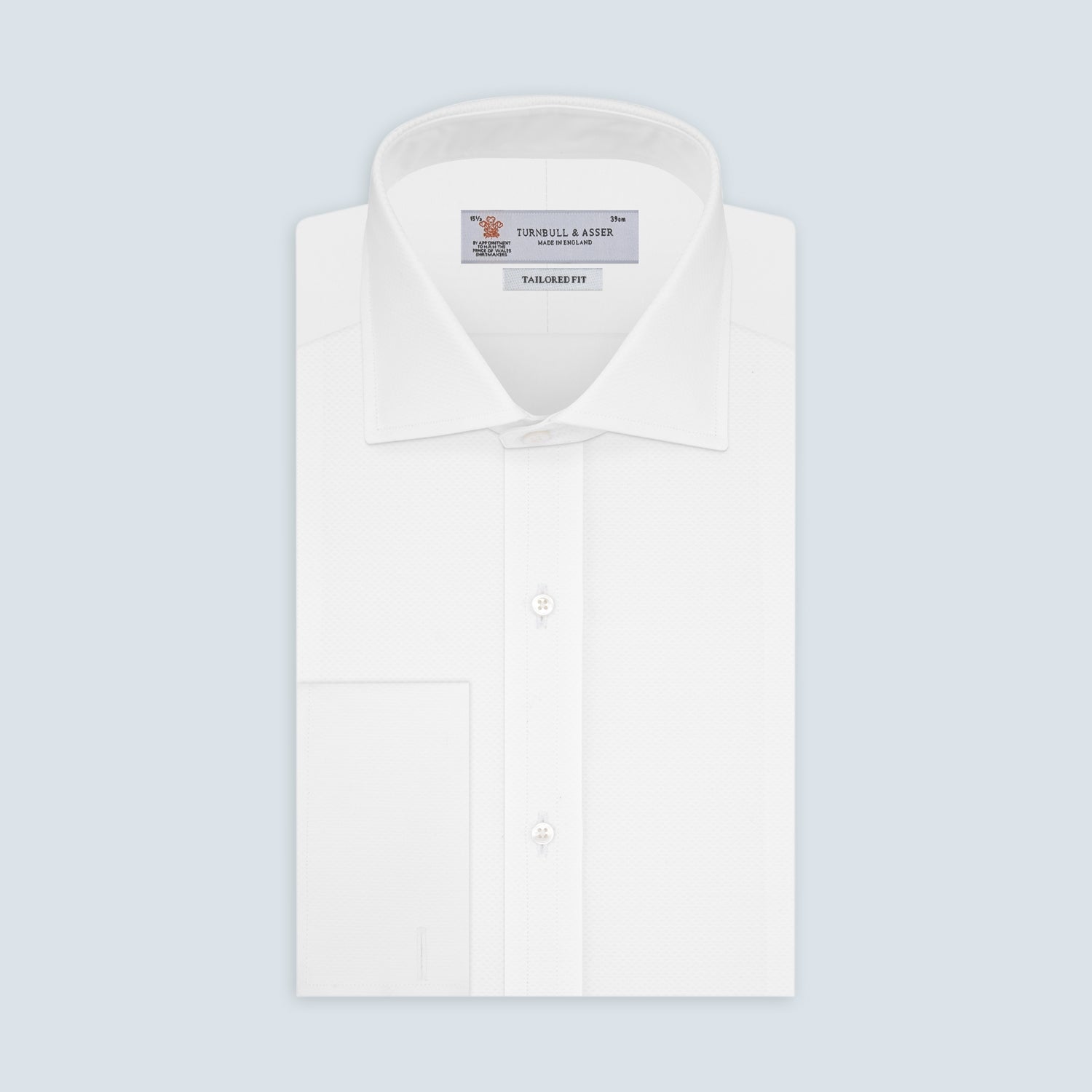 View 1 of product Tailored Fit White Marcella Front Shirt with Kent Collar and Double Cuffs
