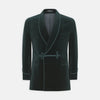 Green Double Breasted Velvet Smoking Jacket