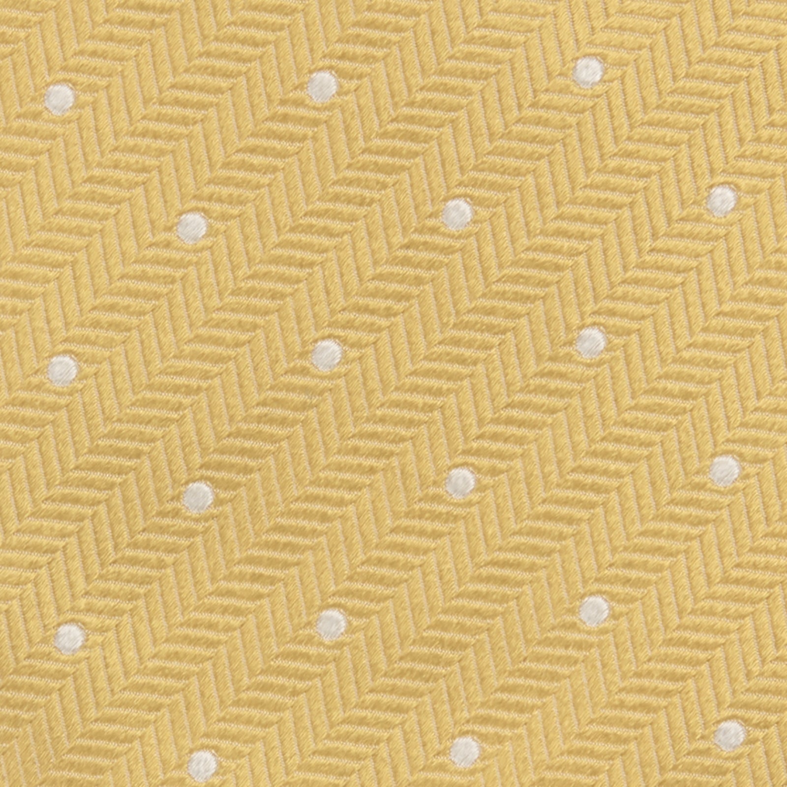 View 3 of product Gold and White Small Spot Herringbone Silk Tie