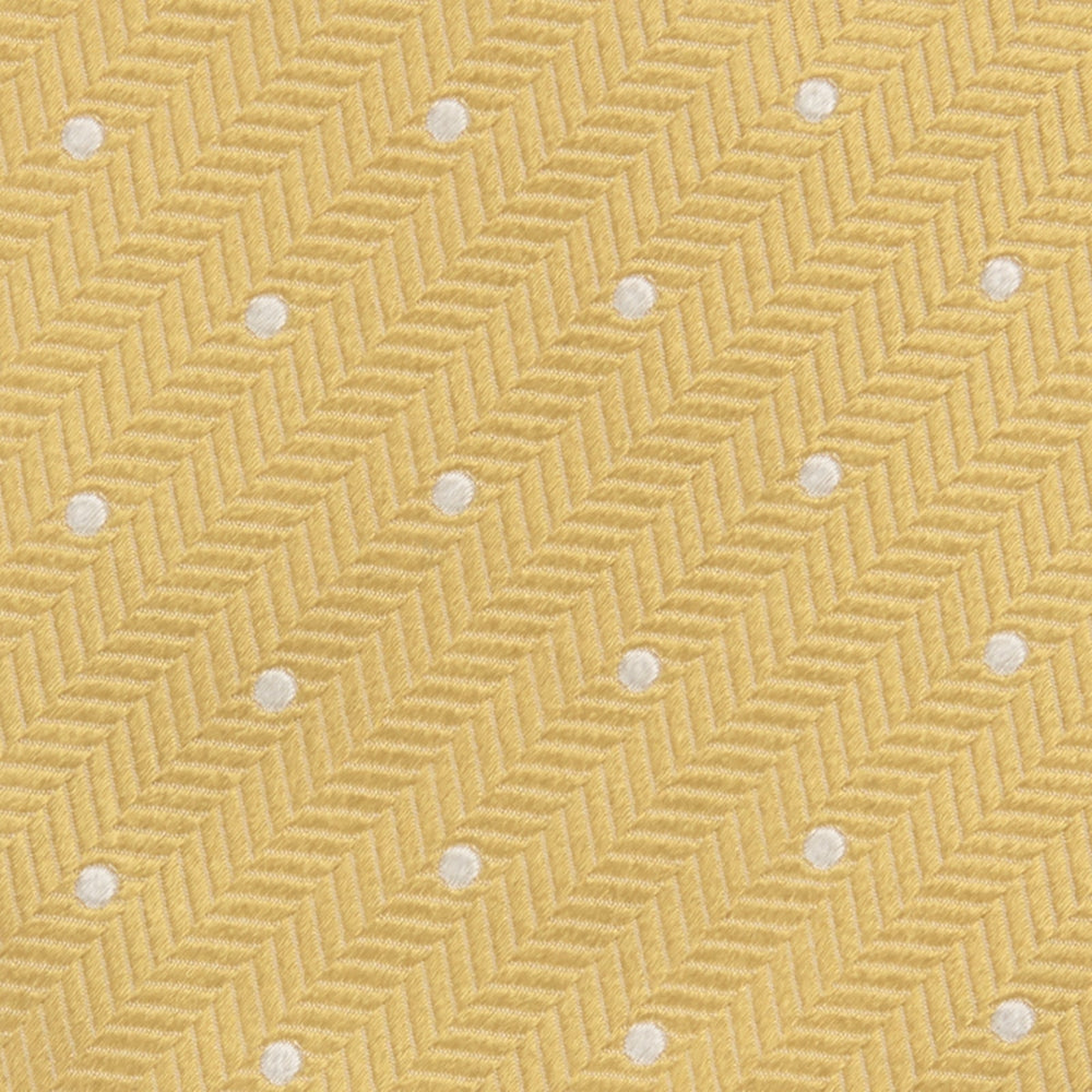 Gold and White Small Spot Herringbone Silk Tie
