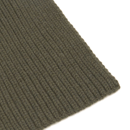 Khaki Green Knitted Cashmere Scarf Image 1