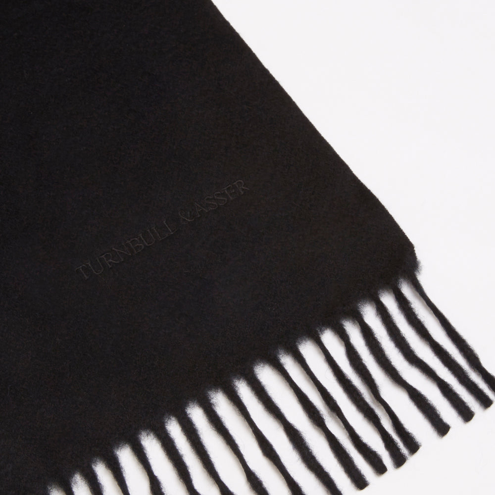 Men's 100% Cashmere Plain Scarf - Solid Black Wool Scarf Made In Scotland | Warm Winter Neck Warmer