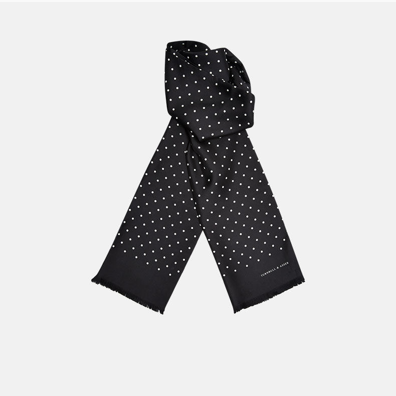 View 1 of product Black and White Spotted Silk Scarf