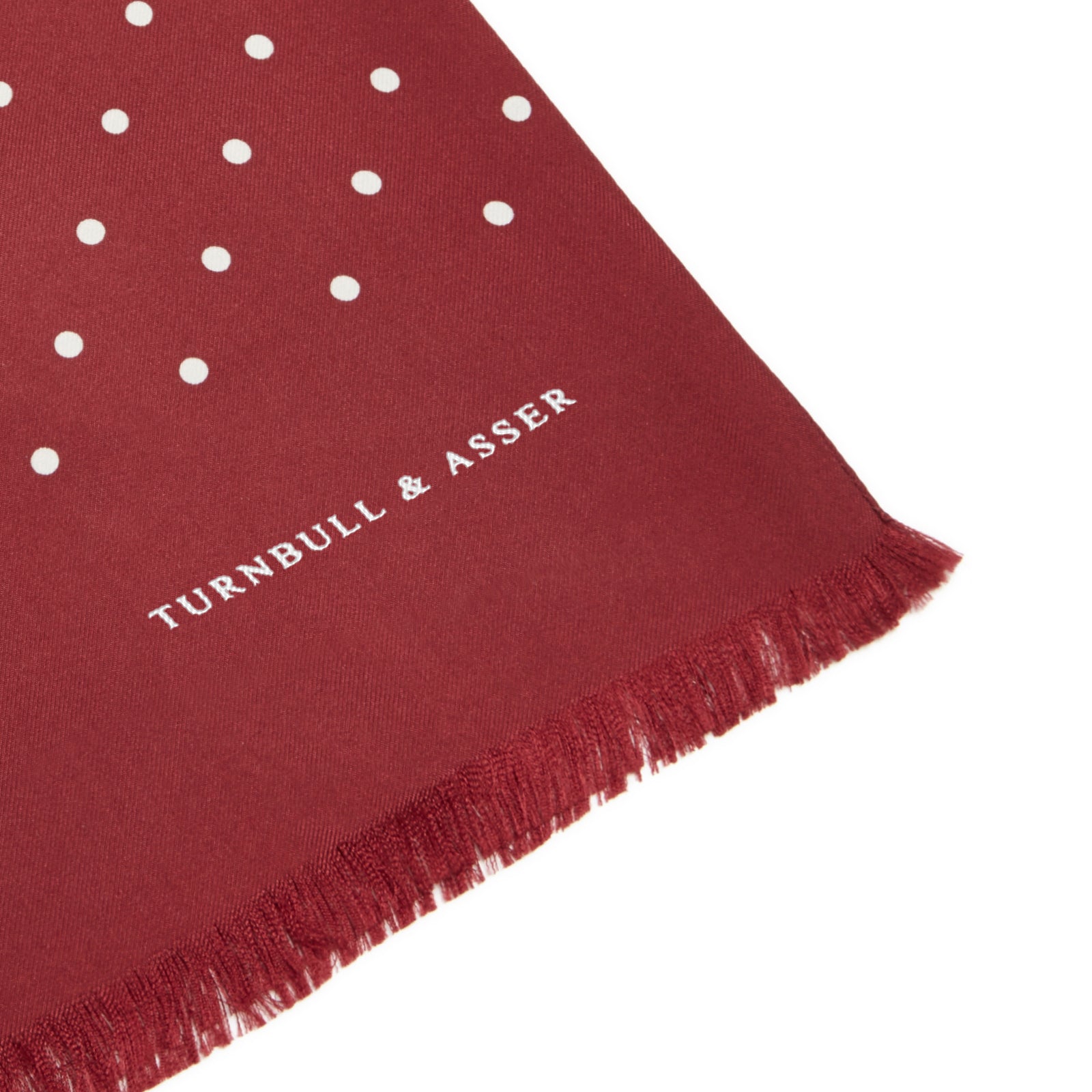 View 2 of product Burgundy and White Spotted Silk Scarf