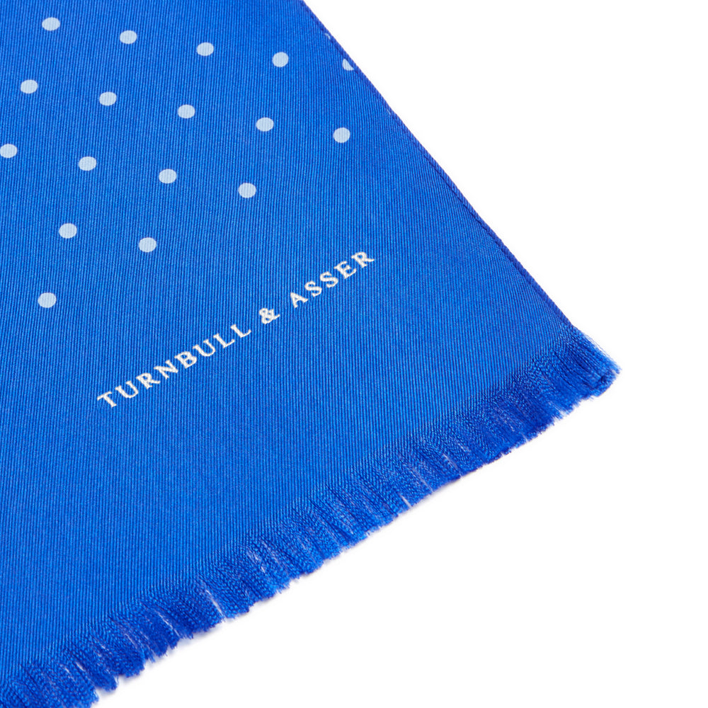 Royal Blue and White Spotted Silk Scarf