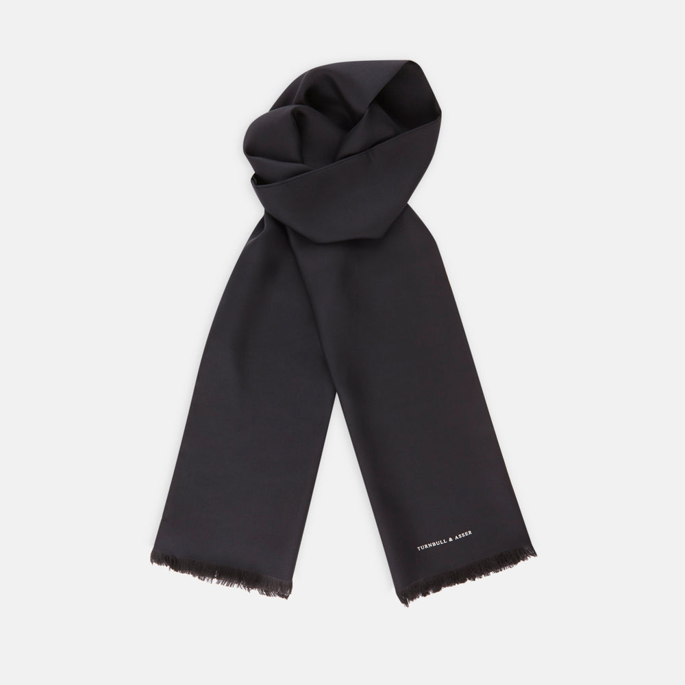 black silk scarf for dress Black Oversized Silk Scarf
