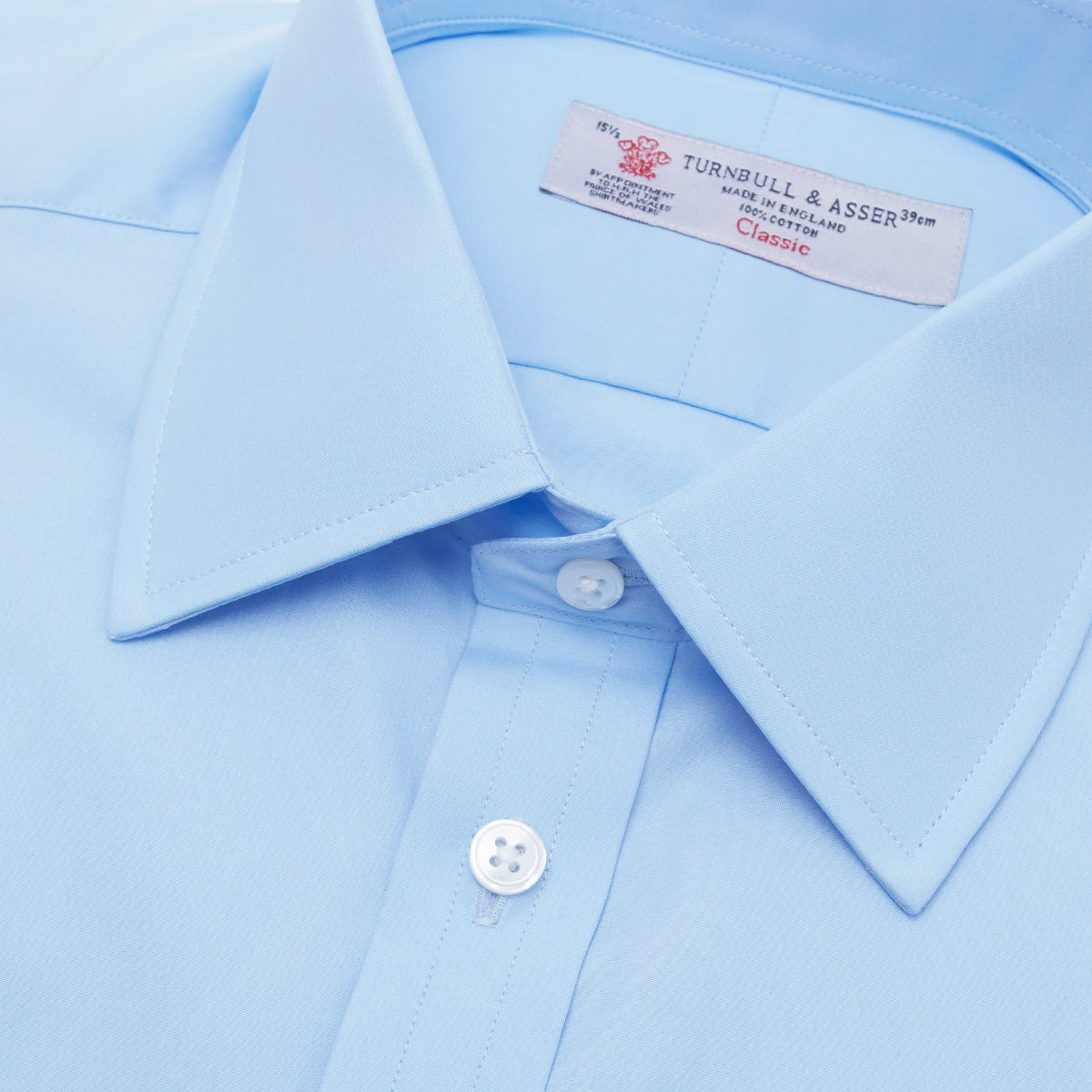 View 5 of product Light Blue Cotton Shirt with T&A Collar and Double Cuffs