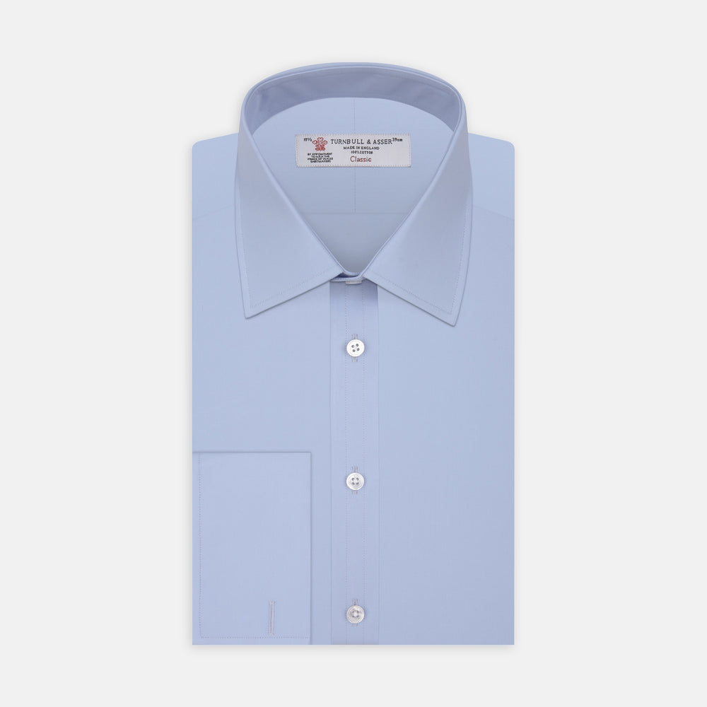 Light Blue Cotton Shirt with T&A Collar and Double Cuffs