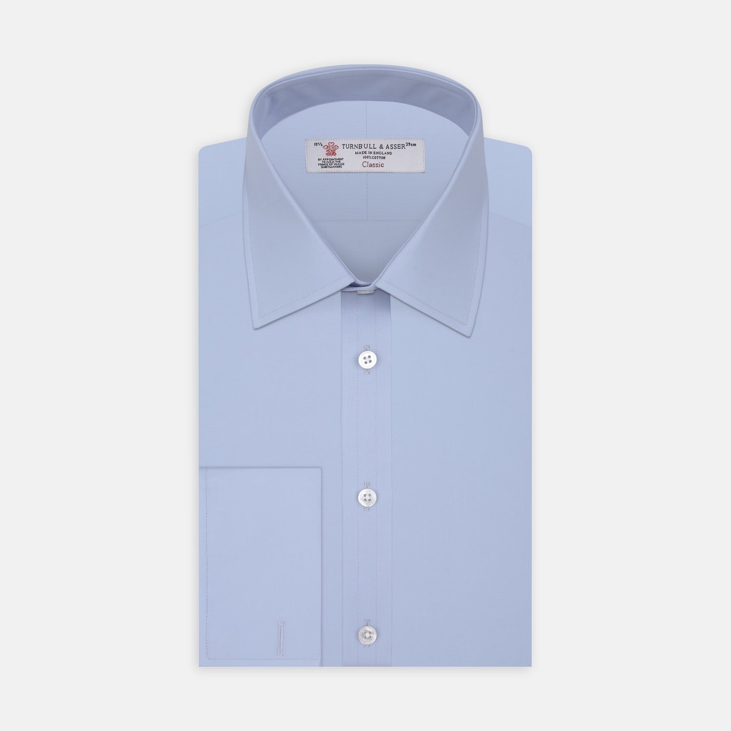 View 1 of product Light Blue Cotton Shirt with T&A Collar and Double Cuffs