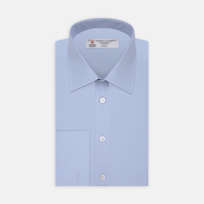 Light Blue Cotton Shirt with T&A Collar and Double Cuffs