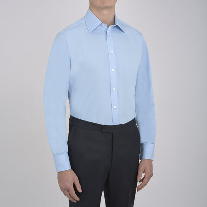 Light Blue Cotton Shirt with T&A Collar and Double Cuffs Image 1
