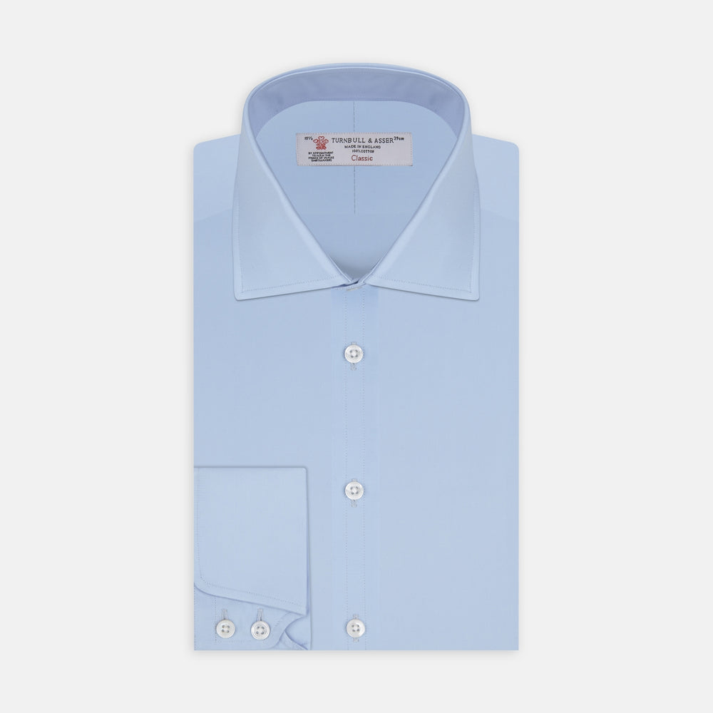 Blue Shirt with Regent Collar and 2-Button Cocktail Cuffs | Turnbull & Asser Turnbull & Asser US Blue Shirt with Regent Collar and 2-Button Cocktail Cuffs | Turnbull & Asser Turnbull & Asser US