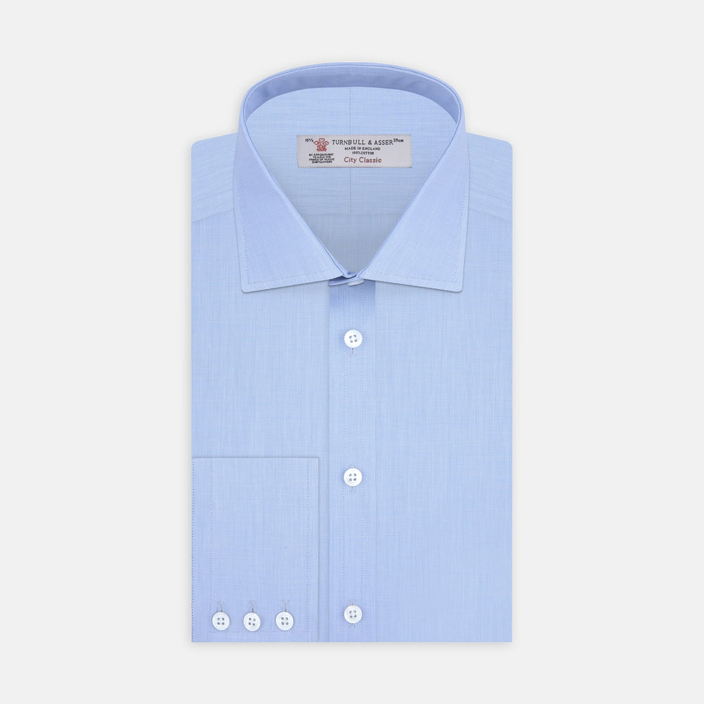 Light Blue End On End Shirt With Regent Collar &amp; 3 Button Cuffs