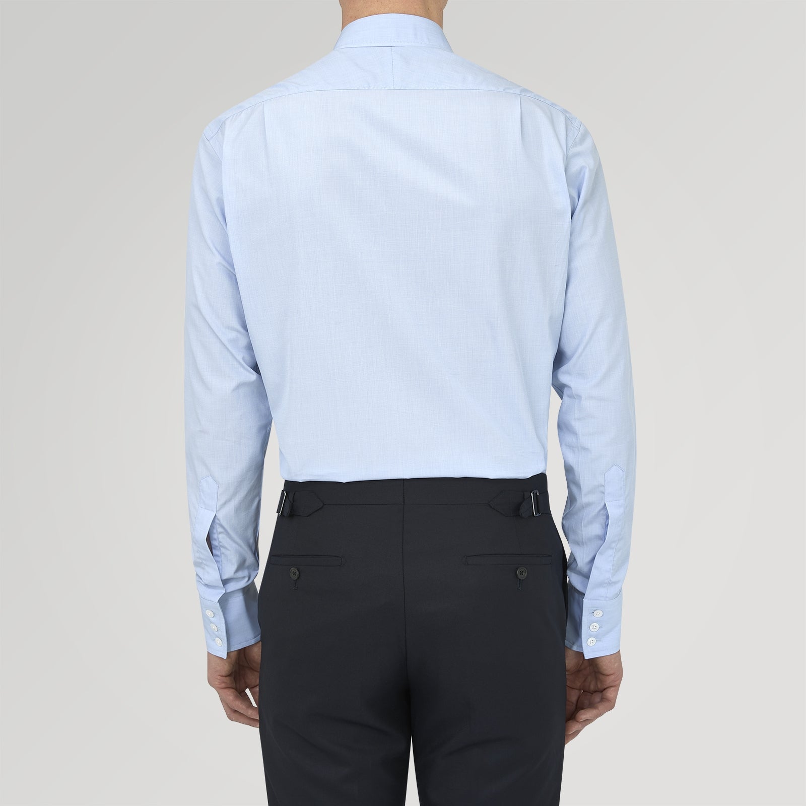 View 3 of product Light Blue End On End Shirt With Regent Collar &amp; 3 Button Cuffs