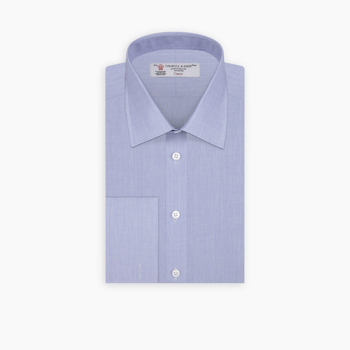 Blue End-on-End Cotton Shirt with T&A Collar and Double Cuffs Image 6