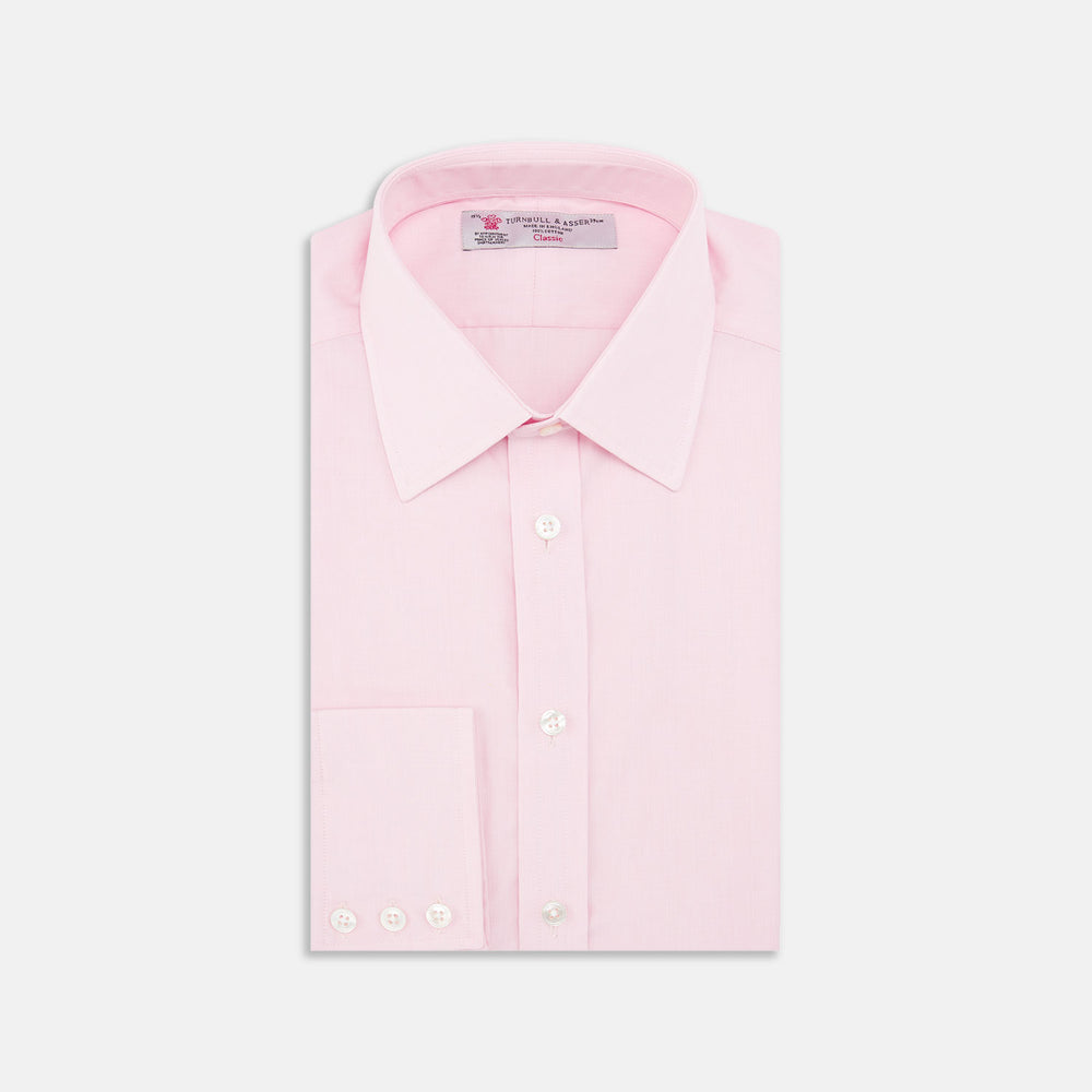 Pink End-on-End Shirt with T&A Collar and 3-Button Cuffs
