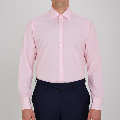 Pink End-on-End Shirt with T&A Collar and 3-Button Cuffs