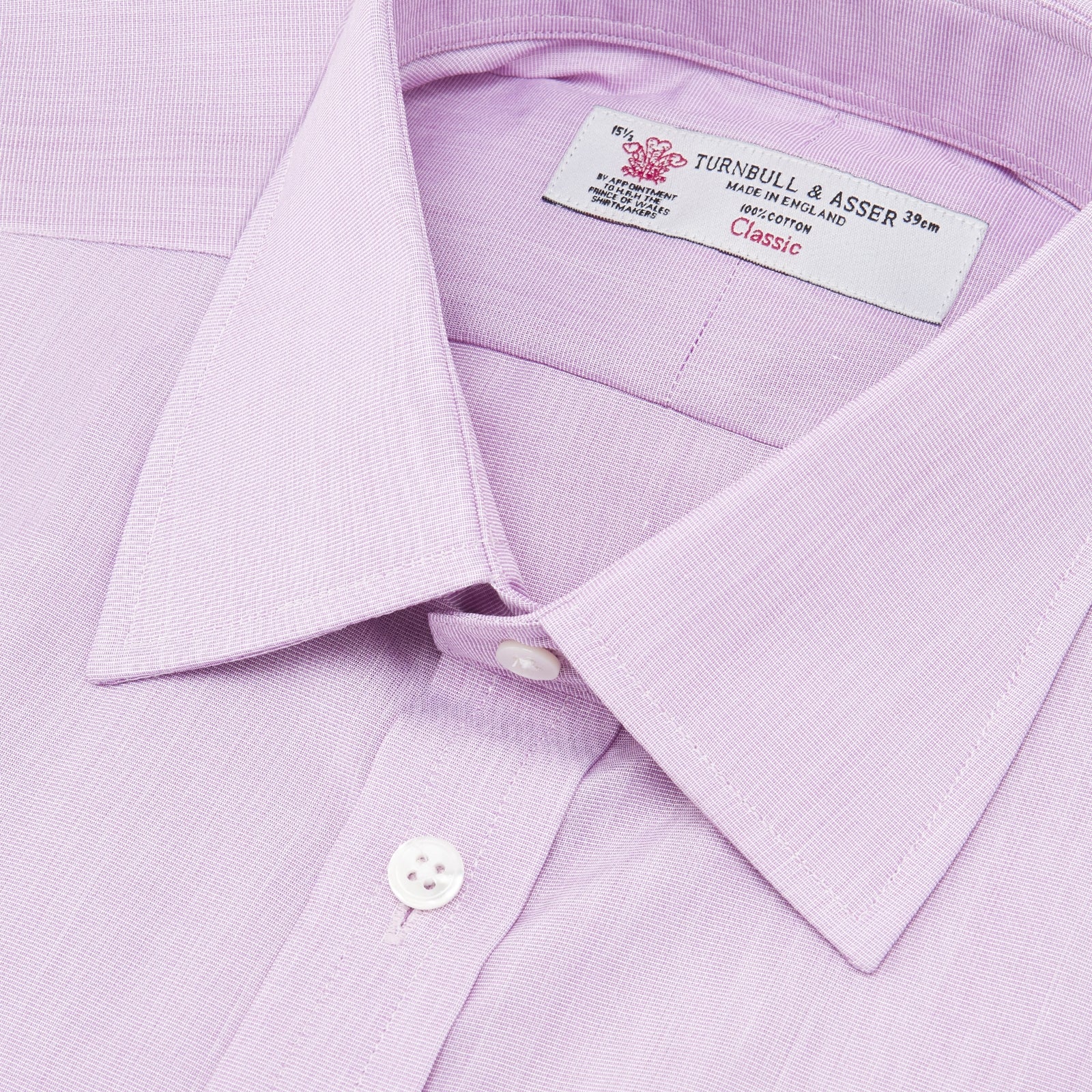 View 5 of product Lilac End-on-End Shirt with T&A Collar and 3-Button Cuffs