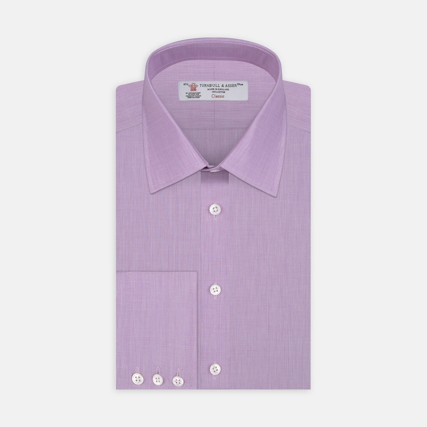 View 1 of product Lilac End-on-End Shirt with T&A Collar and 3-Button Cuffs